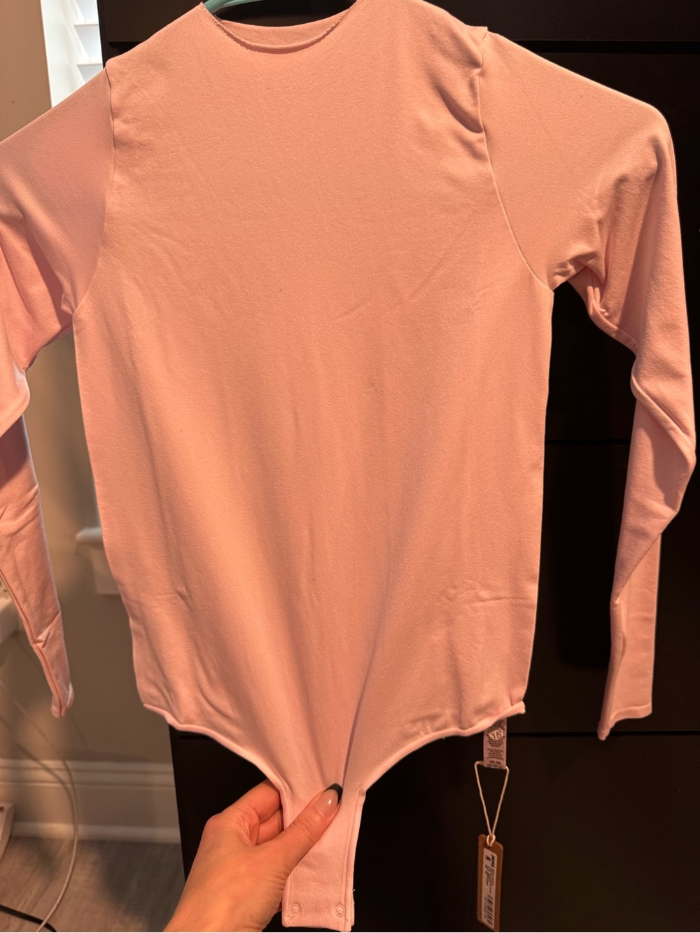 SKIMS Long-Sleeve Snap-Front Bodysuit - Blush Pink